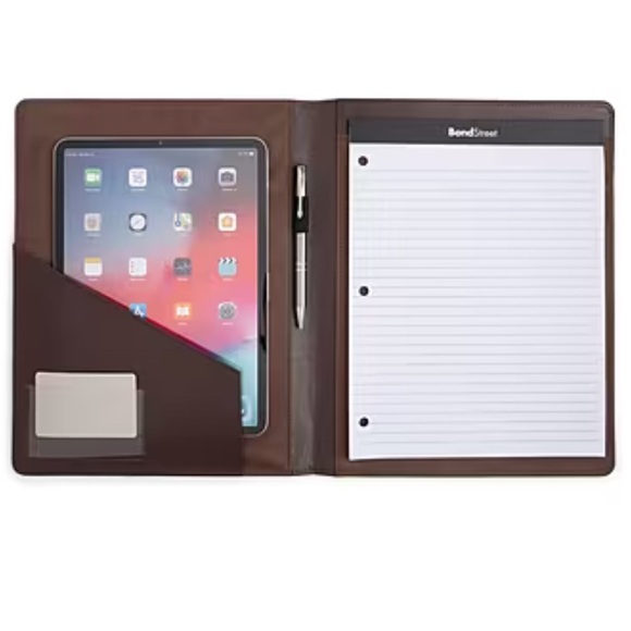 Vegan leather brown padfolio with notepad, new - Picture 3 of 6